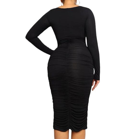 NWT Shapellx Smooth Ruched Shaping Dress black Sz M - Picture 3 of 6